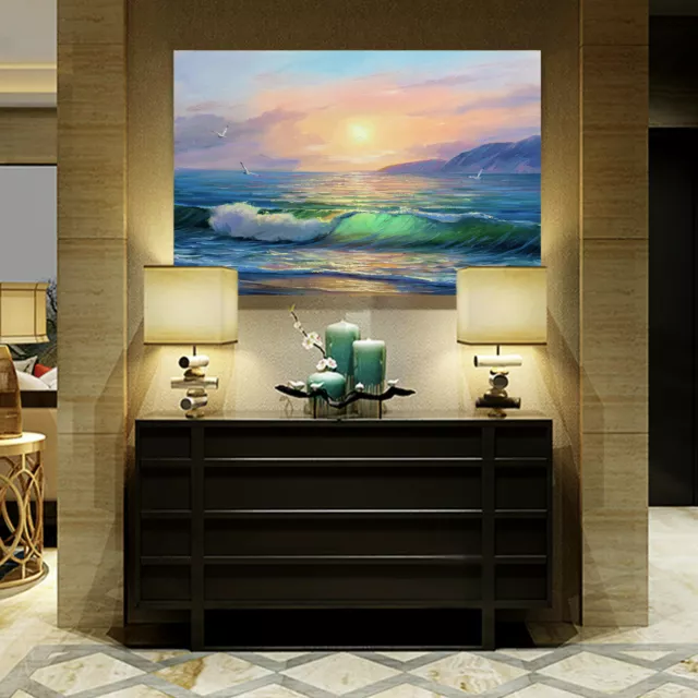 Sunrise Beach Landscape Waves Canvas Printing Painting Sea Modern Wall Art 2