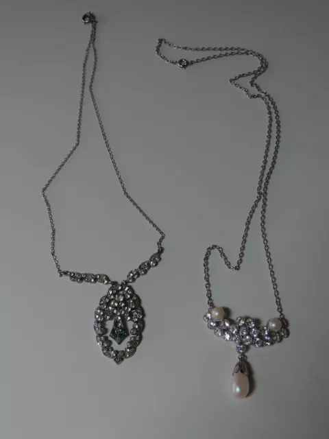 Kette,2 Halsketten,Strass, Modeschmuck 40er-70er Jahre