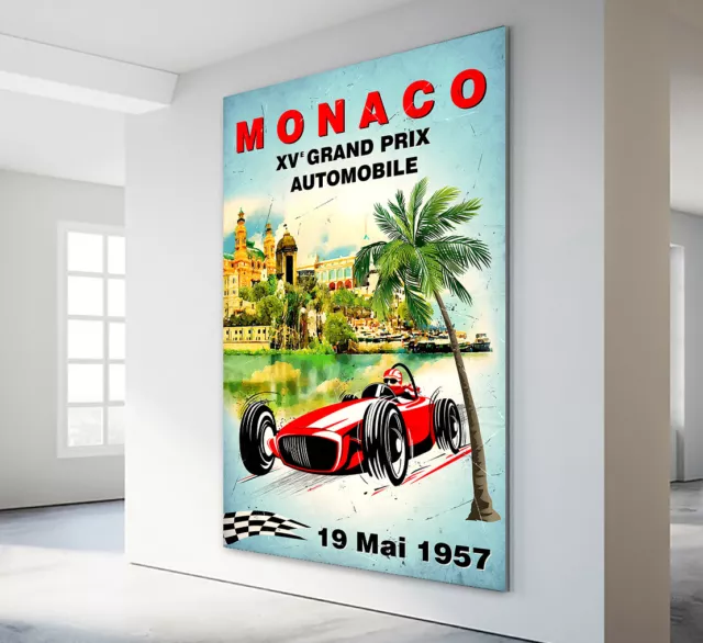 Leinwand Bild Xxl Grand Prix Monaco Vintage Auto Wandbilder Kunstdruck Retro