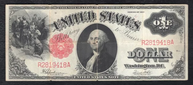 Fr. 39 1917 $1 One Dollar Legal Tender United States Note Very Fine (B)