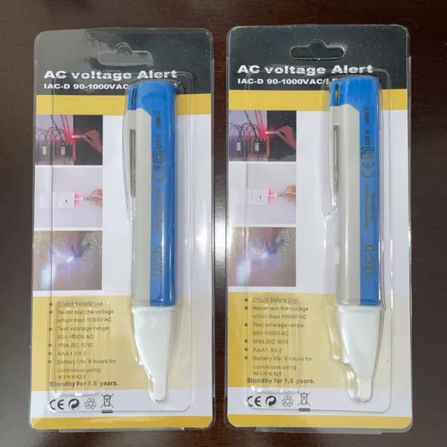 Voltage Tester Volt Detector Test Pen AC Non-Contact Sensor 90-1000V- 2 PACK