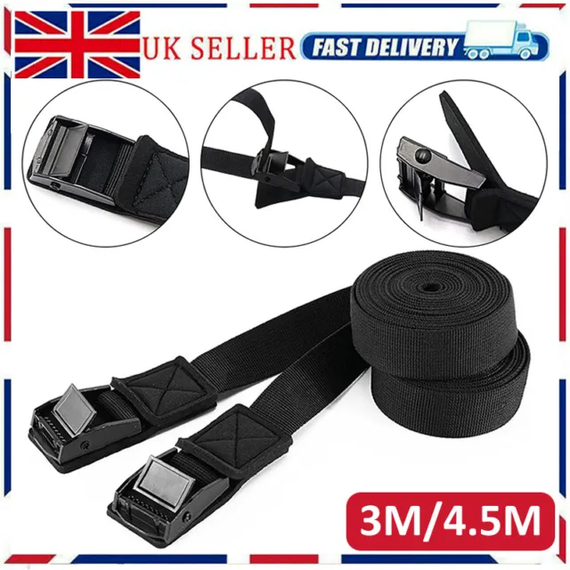 2x Buckled Straps 25mm Cam Buckle Heavy Duty Roof Rack Luggage Lashing Strap NEW