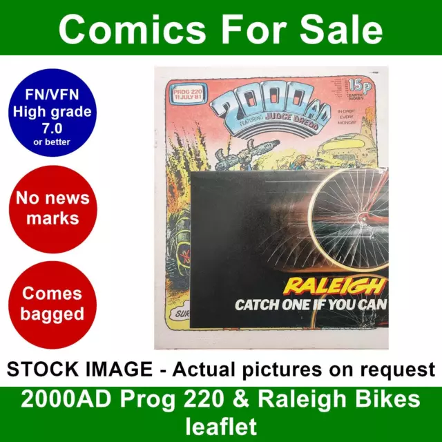 2000AD #220 comic - Nice FN+ clean - & Raleigh Bikes leaflet - 1981