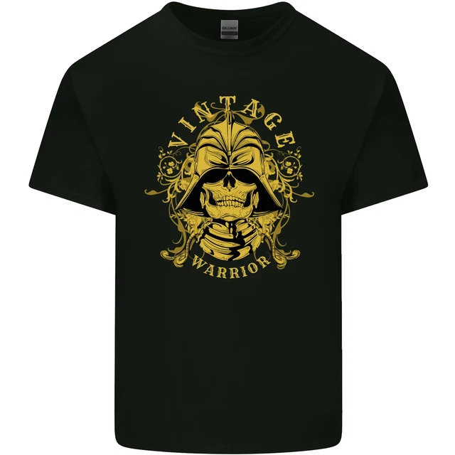 Vintage Warrior Samurai Bushido MMA Skull Mens Cotton T-Shirt Tee Top
