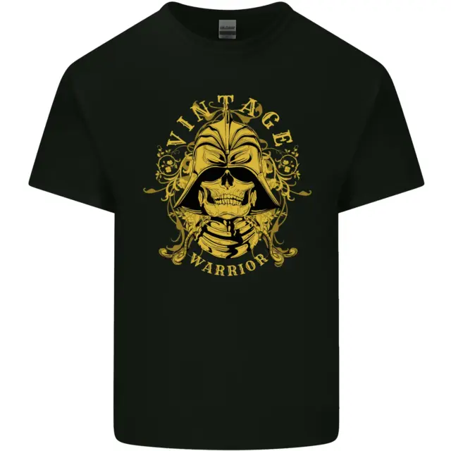 Vintage Warrior Samurai Bushido Mma Teschio Uomo Cotone T-Shirt