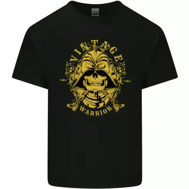 Vintage Warrior Samurai Bushido Mma Teschio Uomo Cotone T-Shirt