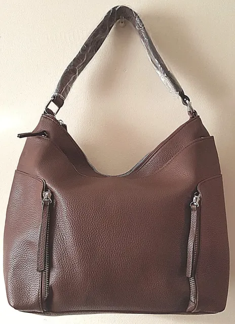 Women's Ladies Coffee Brown Faux Leather Medium Handbag Bag