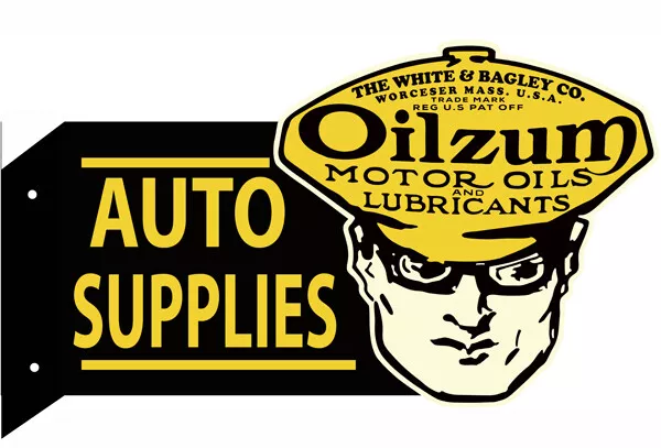 Oilzum Motor Oil Double Sided Flange Reproduction Metal Sign 12x20