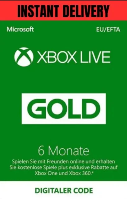 Xbox Live Gold 6 Months - Xbox Live Digital Code - Instant DELIVERY -Global