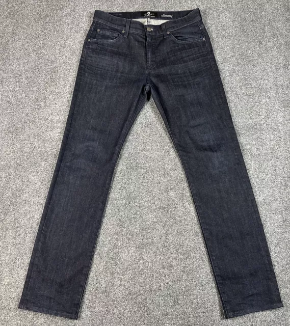 7 For All Mankind Luxe Performance Slimmy Jeans Mens 31X30 Dark Blue Washed EUC