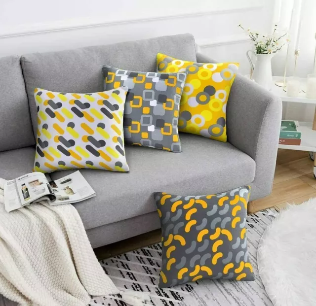 Cushion Sofa Pillow Cotton Cover Cushion Covers set of 4 yellow 16 x 16, 18 x 18