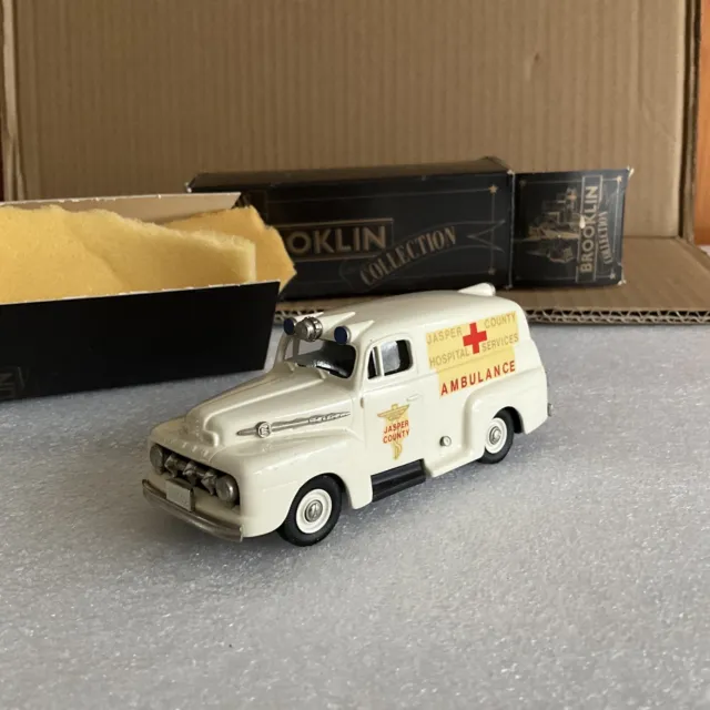 Brooklin Models 1/43 Scale BRK42 008 - 1952 Ford F1 Ambulance Jasper County