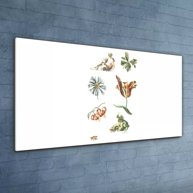 Druck auf Glas Wandbild Glasbilder 120x60 Gemälde Antike Blumen Mann Drache