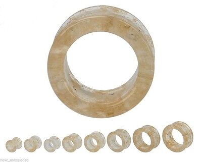 PAIR-Stone Sandstone Vanilla Saddle Flare Ear Tunnels 10mm/00 Gauge Body Jewelry