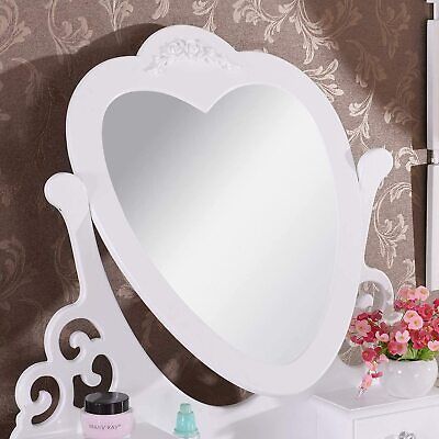 Dressing Table With Mirror Stool Vanity Dresser Bedroom Pink White Love Heart 2