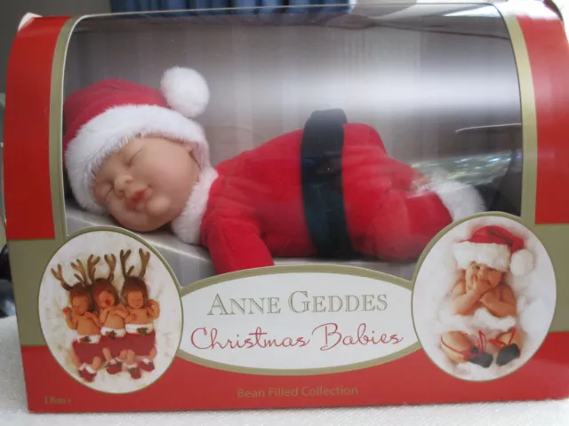 Anne Geddes Christmas Babies Santa Baby Doll ~ 9" Bean Filled Collection ~ New