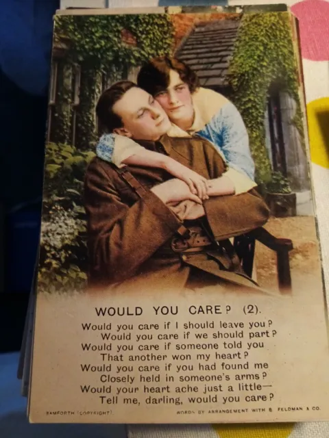 Pl6 OLD POST CARD ww1 song card  would you care 2