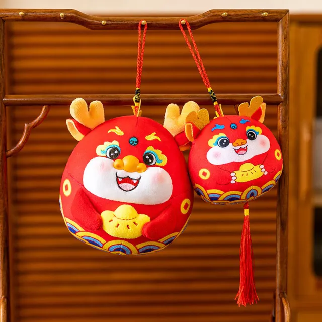 2024 Chinese New Year Decorations Zodiac Dragon Plush Pendant Stuffed Dolls Bh