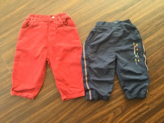 2 x pairs of Baby Boys Mothercare Trousers 6-12 months