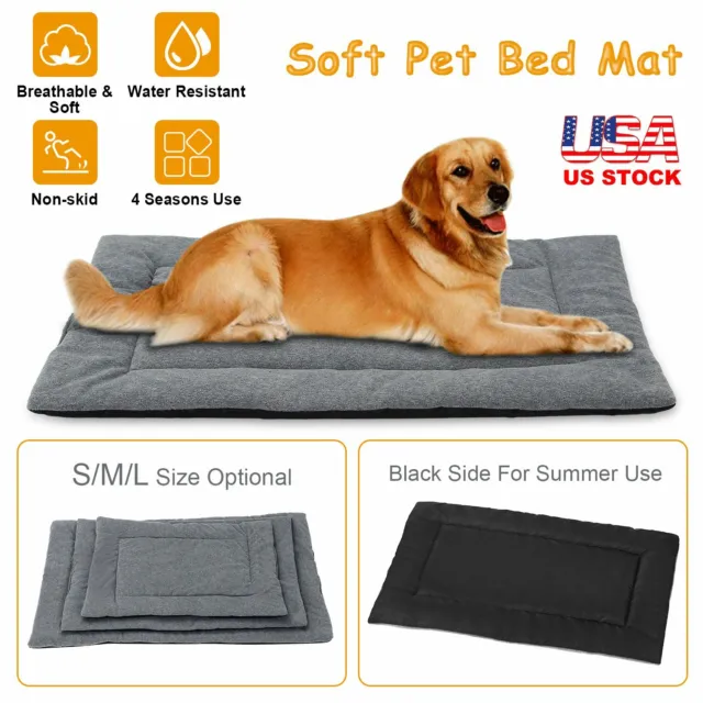 Dog Cat Soft Crate Mat Fleece Kennel Cushion Blanket 2 Side for Summer Winter US