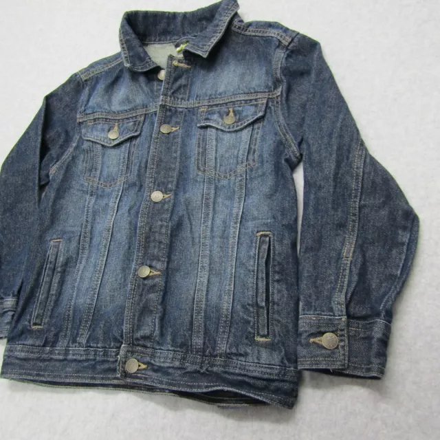 Crazy 8 Boys Denim Tucker Jacket Size M Blue Long Sleeve Cotton Outwear Preppy 3