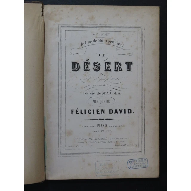 DAVID Felicien Le Désert Opéra Chant Piano ca1880 3