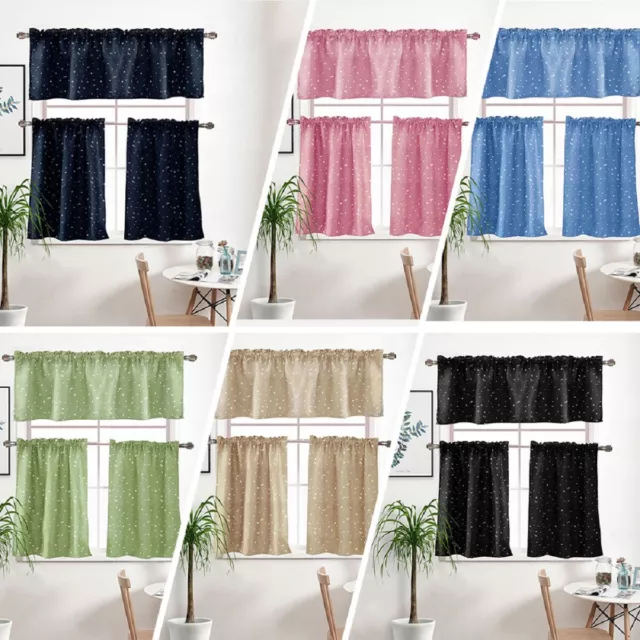 Rod Pocket Blackout Kitchen Cafe Half Short Curtains Window Decor Bathroom Tier