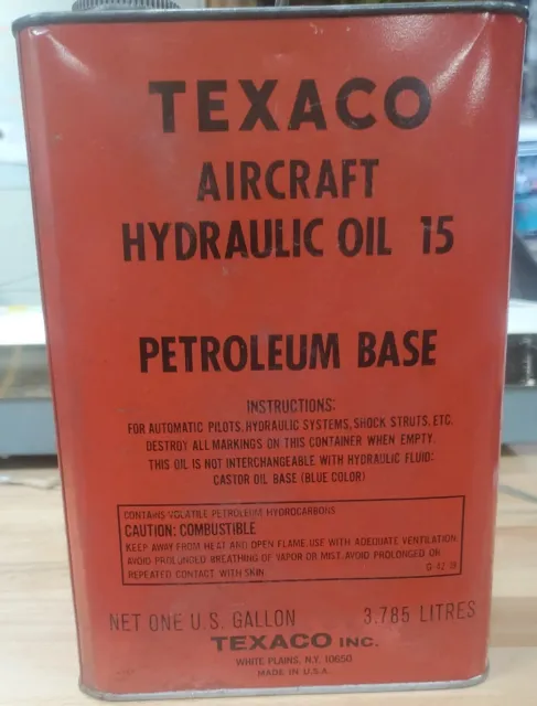 Texaco Aircraft Hydraulic Fluid Oil Can - 1 Gallon