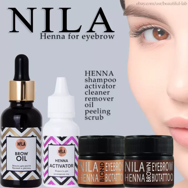 NILA henna for eyebrows 10g TINT - Black, Brown, Blond. shampoo activator scrub