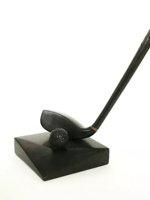 Sculpture Club De Golf Amovible En Bois D'ebene Sur  Socle 2