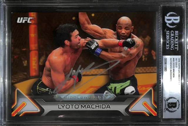 Lyoto Machida Signed 2016 Topps UFC Knockout 5x7 Gold Card #49 BAS Beckett COA