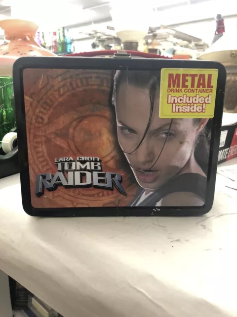 NECA Lara Croft Tomb Raider Metal Lunch Box w/ Thermos 2001 Limited Edition