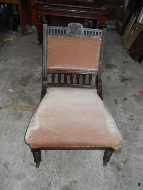 Vintage  Upholstered Armchair Nursing Open Chair Bedroom on Castors