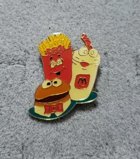 VTG McDonald's Hat Lapel Pin French Fries Burger Drink Goldtone