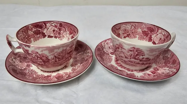 Enoch Woods English Scenery Pink By Woods & Sons Teacup And Saucer