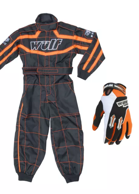 Kids Motorcycle Wulfsport Wulf MX Quad Motocross Overall Gloves Orange Set #O1