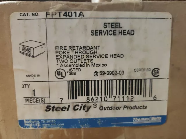 Thomas & Betts Steel City FPT401A Fire Retardant Steel Service Head 1Z-1791-E4