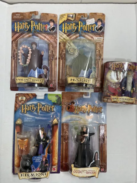 Lot Of 5 Harry Potter Figures 2001 Vintage New In Box Snape Dumbledore Voldemort