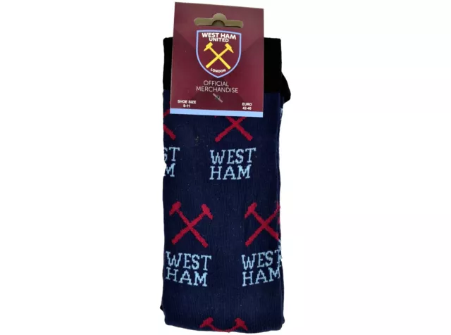 West Ham Utd Official Size 8 - 11 Mens Adult Socks Badge Crest WHUFC