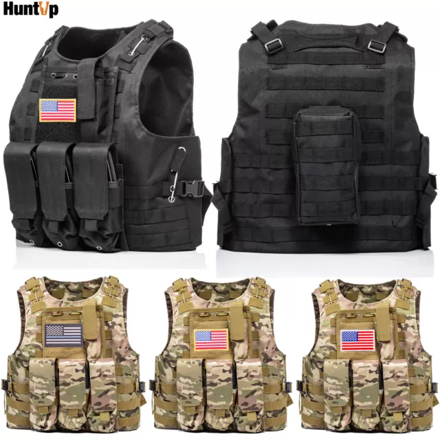 HUNTVP Military Tactical Vest Plate Carrier for Airsoft Combat Assault US Army