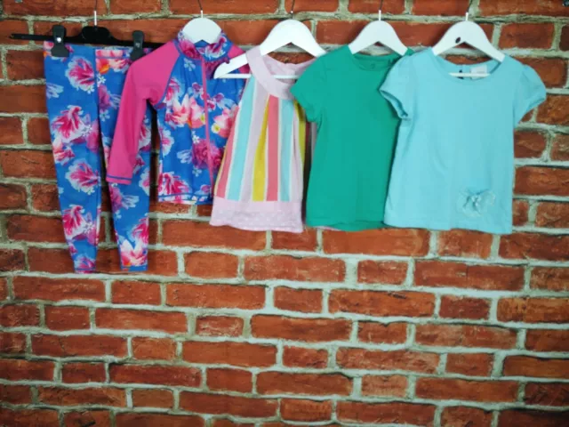 Girls Bundle Age 3-4 Year Next Monsoon Sunsuit Tee Top Summer Beach Stripe 104Cm