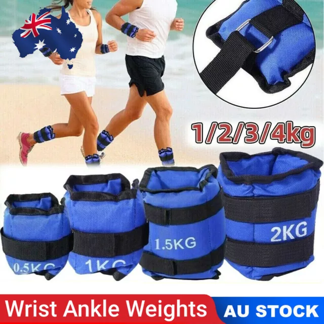 2x Wrist Ankle Weights 0.5/1/2/3 KG Adjustable Strap Fitness Gym Yoga Training