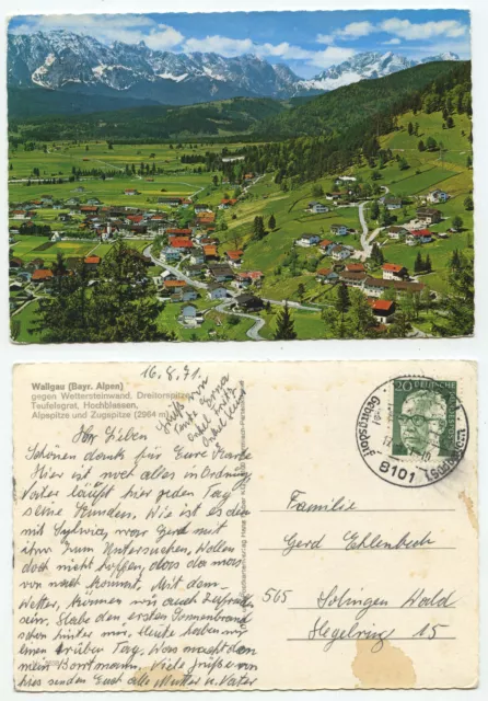 13883 - Wallgau contra pared de piedra meteorológica - postal, sello especial 17.8.1971