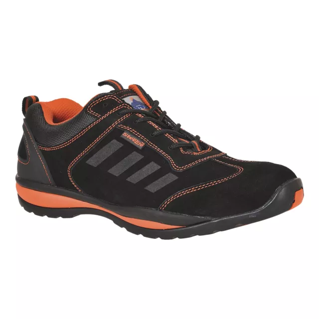 Safety Trainers Mens Womens steel toecap Shoes BLACK/ORANGE Boots  Portwest FW34