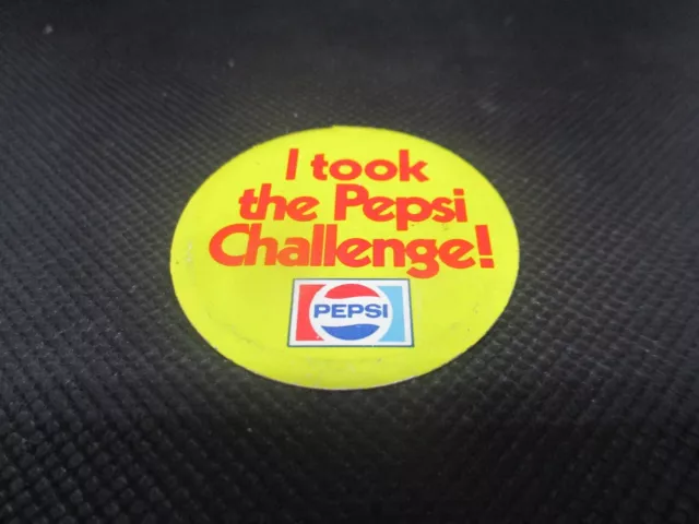 Vintage 1-1/2" Yellow/Red I Took the Pepsi Challenge Fold Over Button Pin