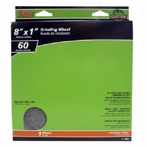 Ali GatorGrit, 8" x 1" x 1", Medium Grit Grinding Wheel, 6001GA