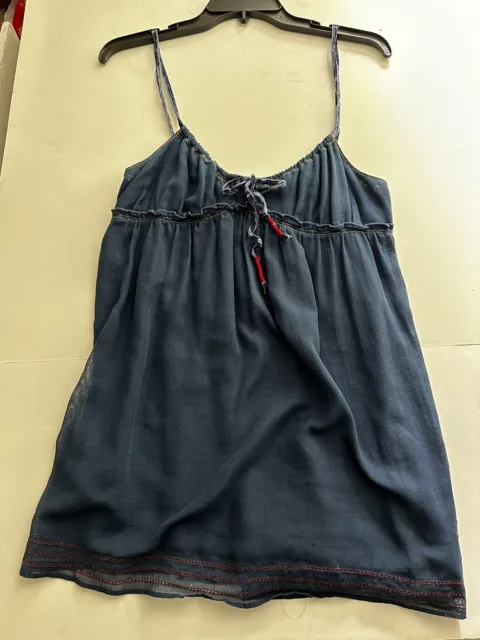 Gap (red) collab M Babydoll tank cami top empire waist blue with velvet straps