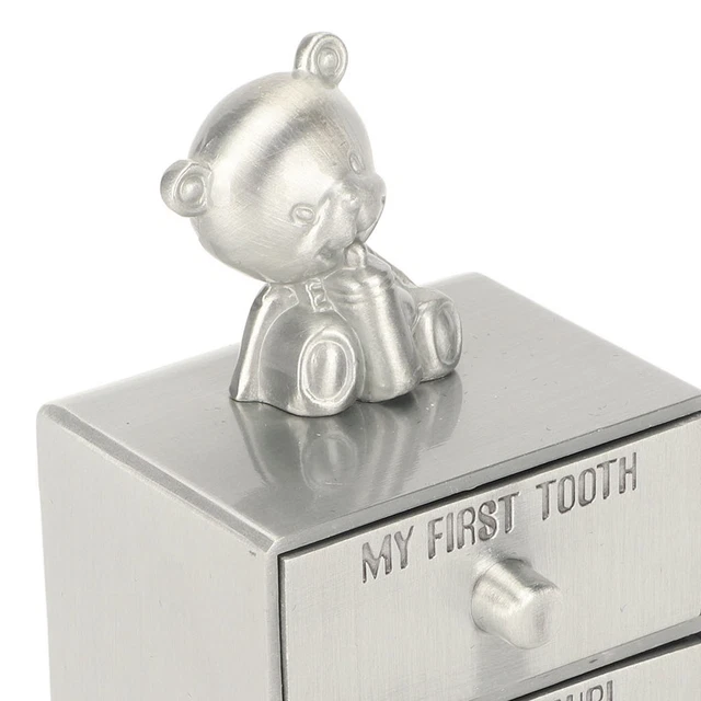 Baby First Tooth Keepsake Box Drawer Type Cartoon Bear Decor Zinc Alloy Teet NOW