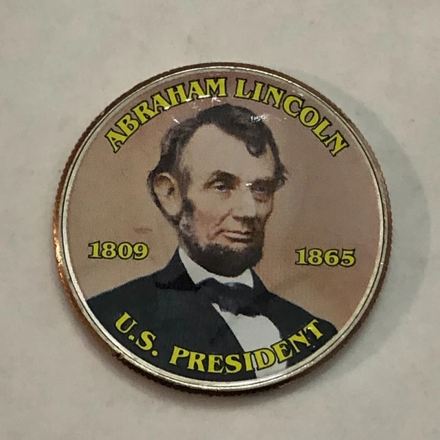 Colorized Kennedy half dollar. ABRAHAM LINCOLN 1809-1865. US PRESIDENT. #85
