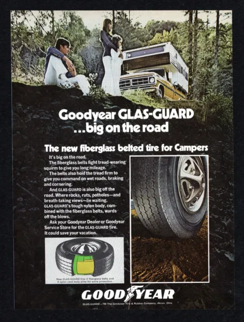 1971 Goodyear GLAS-Guard Tire for Campers Outdoor Life Print Ad Vintage
